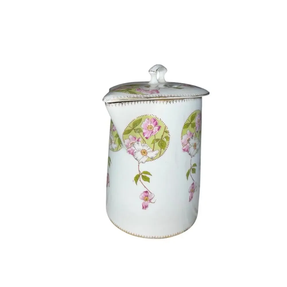 VTG Edwin M. Knowles Semi-vitreous China Chocolate‎ Pot With Lid Made In USA